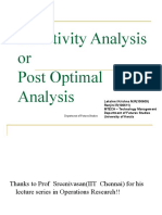 Sensitivity Analysis or Post Optimal Analysis