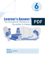 Learner's Answer Sheets: For Modular Distance Learning Quarter 3-Week 7