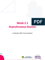 Week 2.1 Asynchronous Session: Vocabulary Skills: Parts of Speech