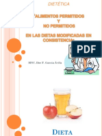 Alimentos Permitidos Y No Permitidos en Las Dietas Modificadas en Consistencia