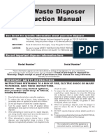 Food Waste Disposer Instruction Manual: See Insert For Specific Information About Your New Disposer