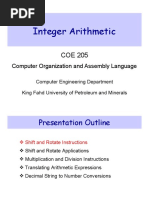 Integer Arithmetic: Computer Organization and Assembly Language