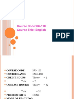 Course Code:HU-110 Course Title: English