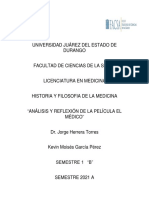 Análisis y Reflexión de La Pelicula El Médico - Kevin Moises Garcia Perez