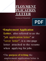 Employment Application Letter: Reading and Writing Skills