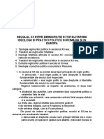 Secolul XX Intre Democratie Si Totalitarism. Ideologii Si Practici Politice in Romania Si in Europa