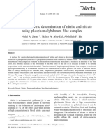 Spectrophotometric Determination of Nitrite and Nitrate Using Phosphomolybdenum Blue Complex