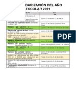 Calendarización Del Año Escolar 2021