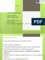 Outpatient Pharmacy: Course Name: Hospital Training Course Code: PHD311 Date: 22 October 2020