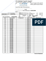 Feuille de Présence: Direction Regionale de L'Emploi de Chlef Agence de Wilaya de L'Emploi Chlef