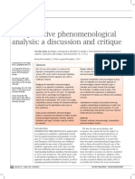 Interpretative Phenomenological Analysis: A Discussion and Critique