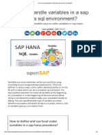 How To Use Variables in Sap Hana SQL Con