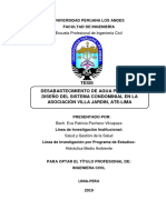 Desabastecimiento de Agua Potable y Diseño Del Sistema Condominial en La Asociación Villa Jardin, Ate-Lima