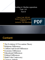 Factors Leading To Muslim Separatism Unit # 03 Part B