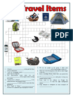 Follow The Clues Below and Complete The Crosswords With The Correct Travel Items