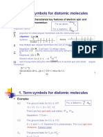 Term Symbols For Diatomic Molecules