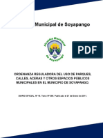 Ordenanza Reguladora Del Uso de Parques Calles Aceras y Otros Espacios Públicos Municipales en El Municipio de Soyapango