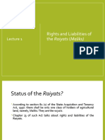 Rights and Liabilities of The Raiyats (Maliks)