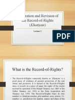 Preparation and Revision of The Record-of-Rights (Khatiyan)