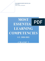 Most Essential Learning Competencies: Grade 2