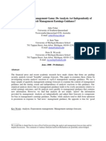 The Expectations Management Game: Do Analysts Act Independently of Explicit Management Earnings Guidance?