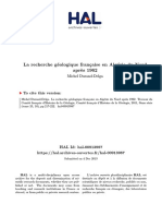 La Recherche Géologique Française en Algérie Du Nord Après 1962