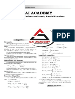 Logarithms, Surds, Indices, Partial Fractions