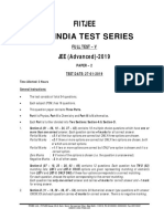 Fiitjee All India Test Series: JEE (Advanced) - 2019