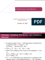 Sampling Distributions and Inference: October 15, 2016