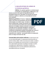 Elaboración y Ejecución Del Plan de Cuidados de Enfermería en Síndromes Geriátricos