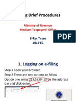 E-Filing Brief Procedures: Ministry of Revenue Medium Taxpayers' Office