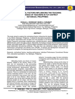 Motivational Factors Influencing The Teaching Performance of Teachers in Tuy District, Batangas, Philippines