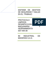 Sst-Ma-08 Procedimiento de Limpieza y Desinfeccion de Maquinas y Herramientas