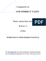 Direct and Indirect Taxes: Assignment On