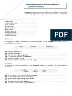 Ficha de Trabalho Sinónimos e Antónimos