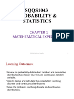 SQQS1043 Probability & Statistics: Matehematical Expectation