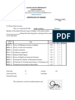 Certificate of Grades: Lavilla, Czai Reyes