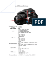 Sony DSLR Alpha A580 Specifications