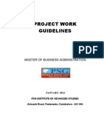 Project Work Guidelines: Master of Business Administration