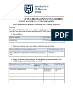 Weidenfeld-Hoffmann Scholarships Statement Form For 2021-22 Entry