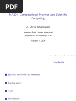 MA204: Computational Methods and Scientific Computing: Dr. Chirala Satyanarayana