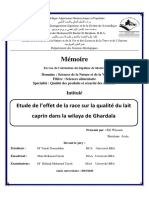 Mémoire: Etude de L'effet de La Race Sur La Qualité Du Lait Caprin Dans La Wilaya de Ghardaïa