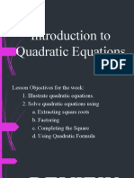 Introduction To Quadratic Equations