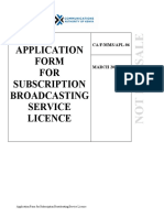 Application Form FOR Subscription Broadcasting Service Licence