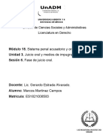 Módulo 18. Sistema Penal Acusatorio y Oral. Unidad 3. Juicio Oral y Medios de Impugnación. Sesión 6. Fase de Juicio Oral