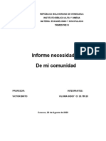 Informe Necesidades Espirituales de Mi Comunidad