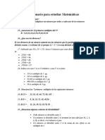 Cuestionario de Matematicas