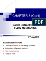 CHAPTER 3 (Cont) : Basic Equations in Fluid Mechanics