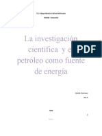 La Investigación Científica y El Petróleo Como Fuente de Energía