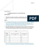 Investigating The Kinetics of A Crystal Violet Reaction Prelab Questions